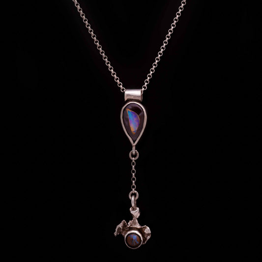 [TUKU] •  Double pendant 925 with Australian Boulder Opal