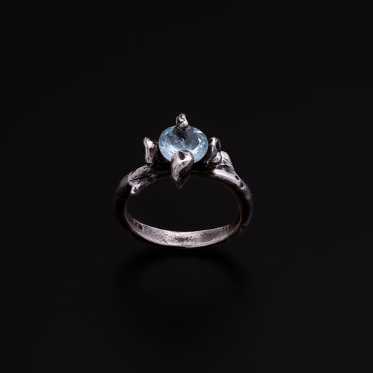 [UNAKU]• Faceted Aquamarine claws 925 silver ring