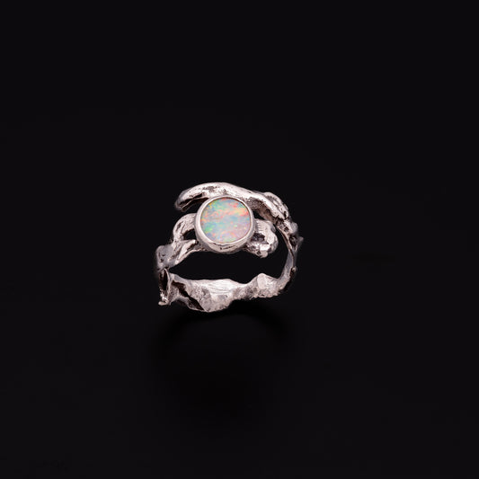 [MACHA] 925 white australian opal ring [ OUT OF STOCK]