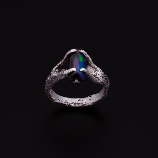 [ KIRU ]- Claws 925 black opal ring