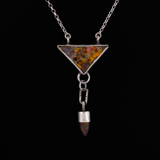[ KIMSA ]• Boulder Triangle opal • black opal 925 pendant